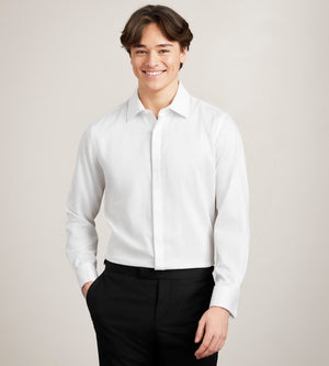 Slim Fit Non-Iron Tuxedo Sateen Dress Shirt | Bellissimo | Tip Top Tailors 