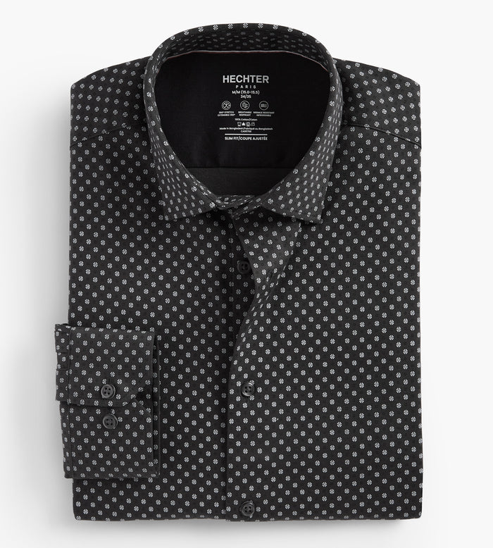 tip top Slim Fit 360 Stretch Knit Non-Iron Soft Touch Geo Print Jersey Dress Shirt
