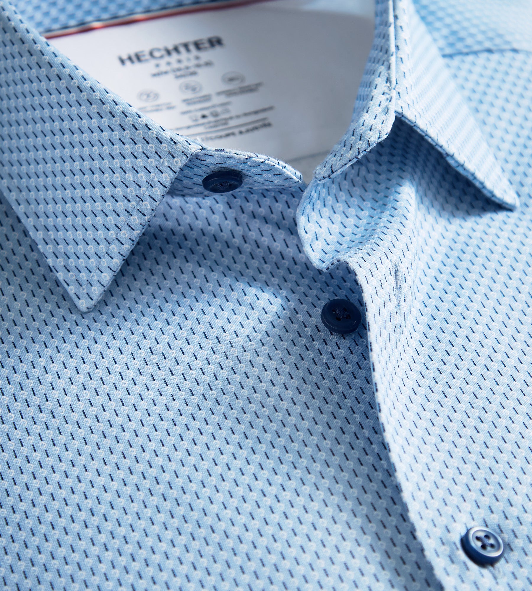 Slim Fit 360° Stretch Knit Non-Iron Soft Touch Micro Geo Print Jersey Dress Shirt