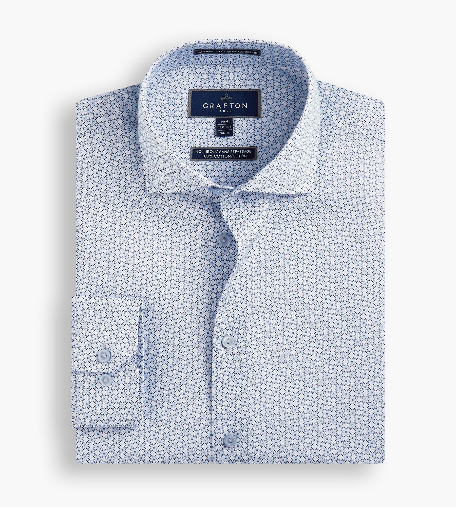 Modern Fit Geo Print Non-Iron Dress Shirt