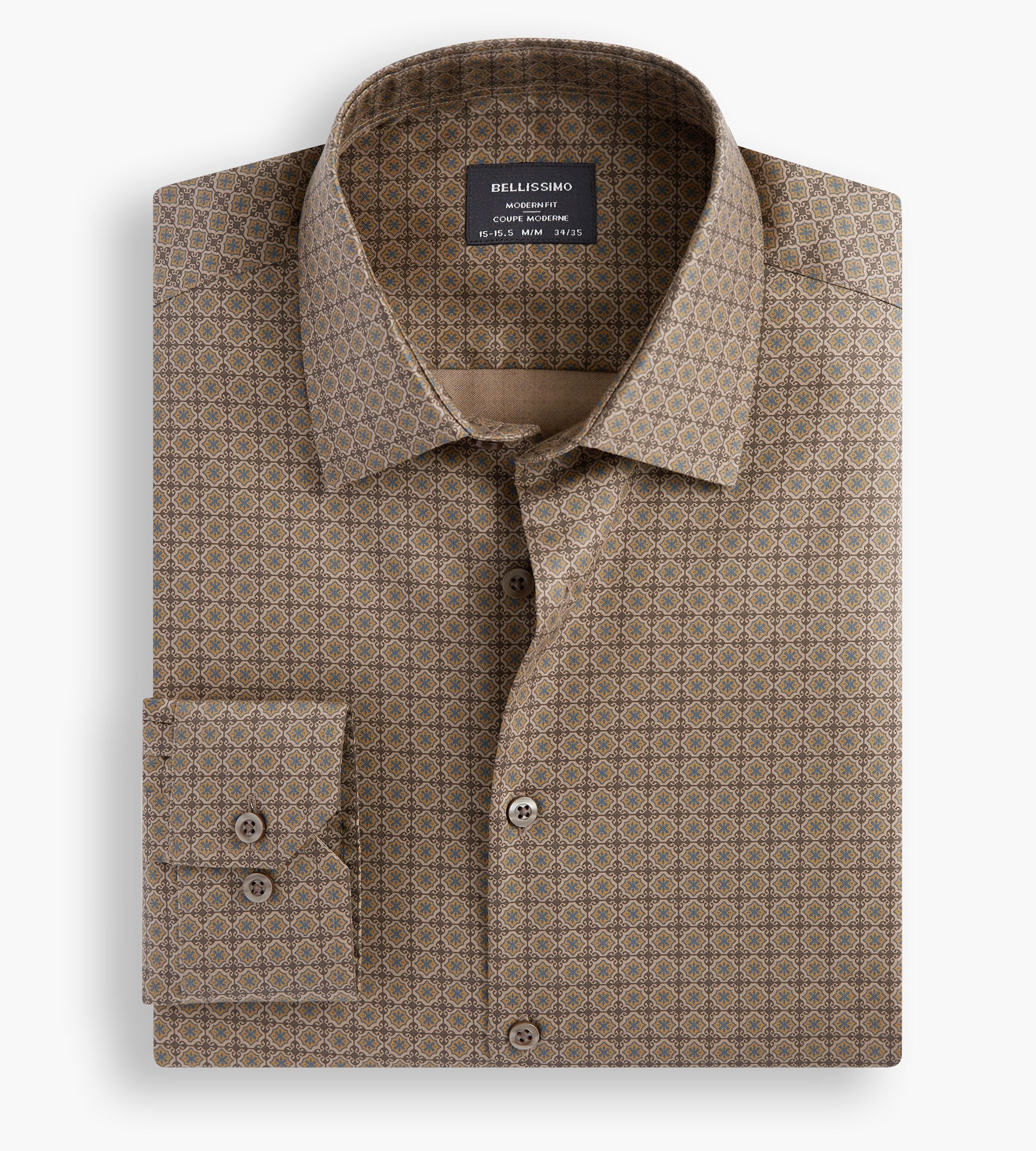 Slim Fit Non- Iron Printed Sateen Dress Shirt
