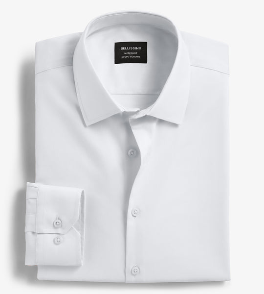 Modern Fit Non-Iron Sateen Dress Shirt | Bellissimo | Tip