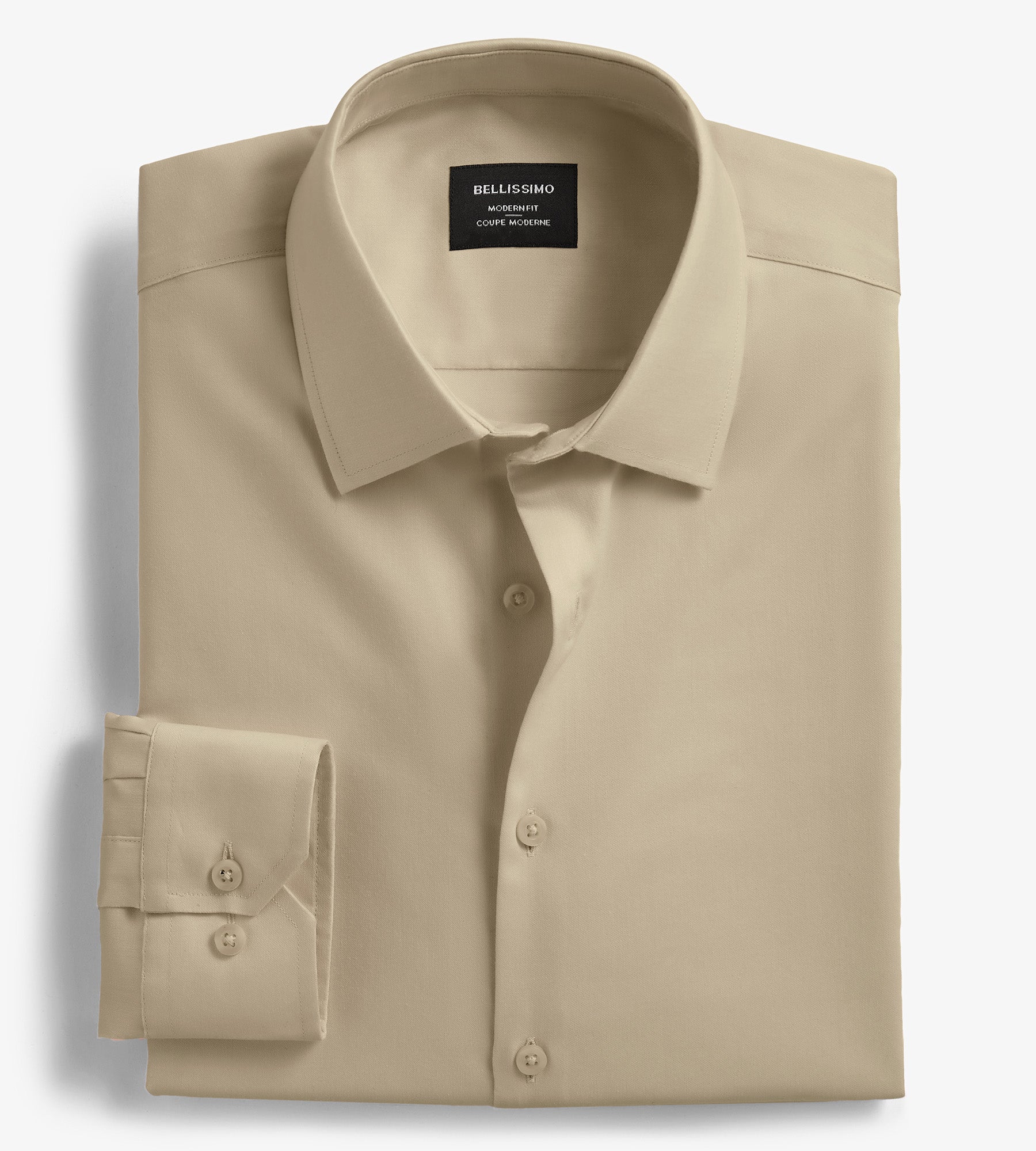 【INCHANT ME】[Brushed Lining] Open Collar Slim T-shirt Modern Fit Non-Iron Sateen Dress Shirt | Bellissimo | Tip