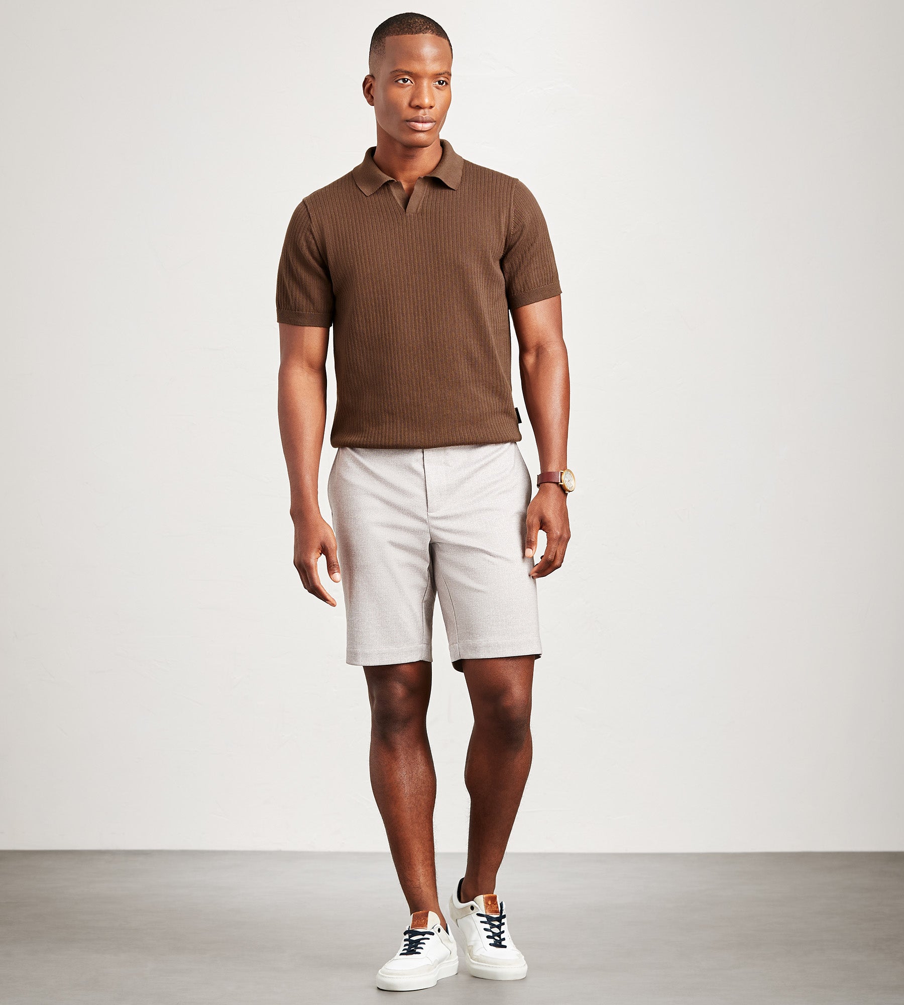 Hechter Paris Modern Fit Short Sleeve Johnny Collar Sweater Knit