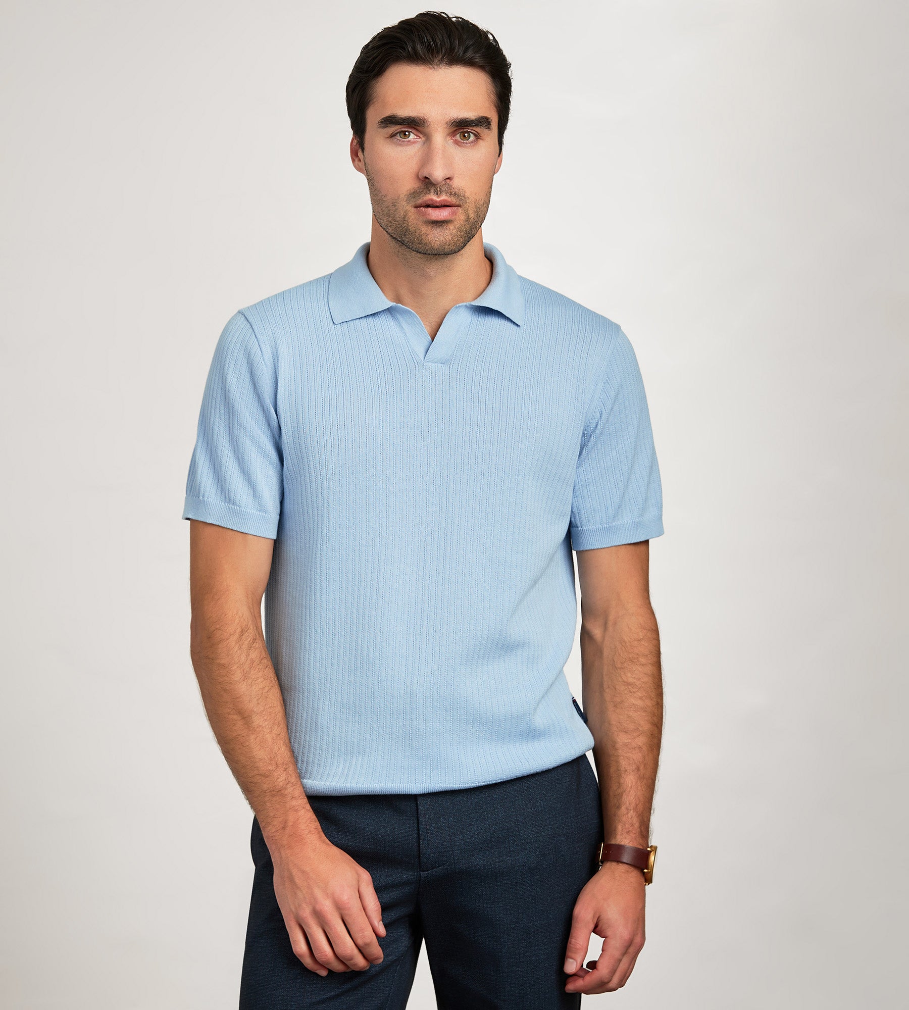 Hechter Paris Modern Fit Short Sleeve Johnny Collar Sweater Knit Polo