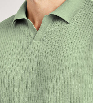 Hechter Paris Modern Fit Short Sleeve Johnny Collar Sweater Knit