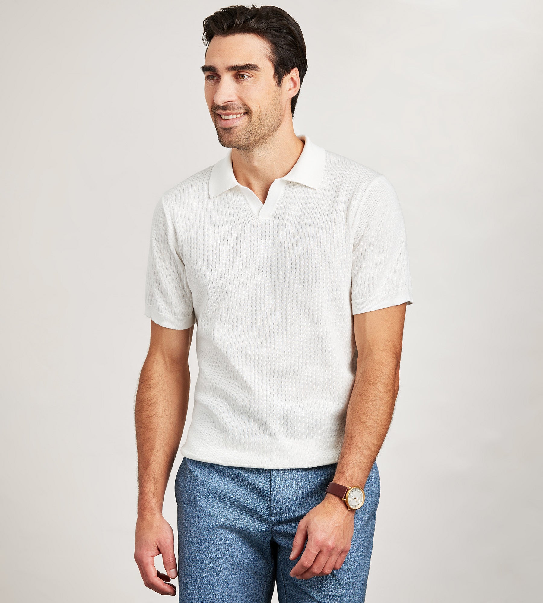 Hechter Paris Modern Fit Short Sleeve Johnny Collar Sweater Knit Polo