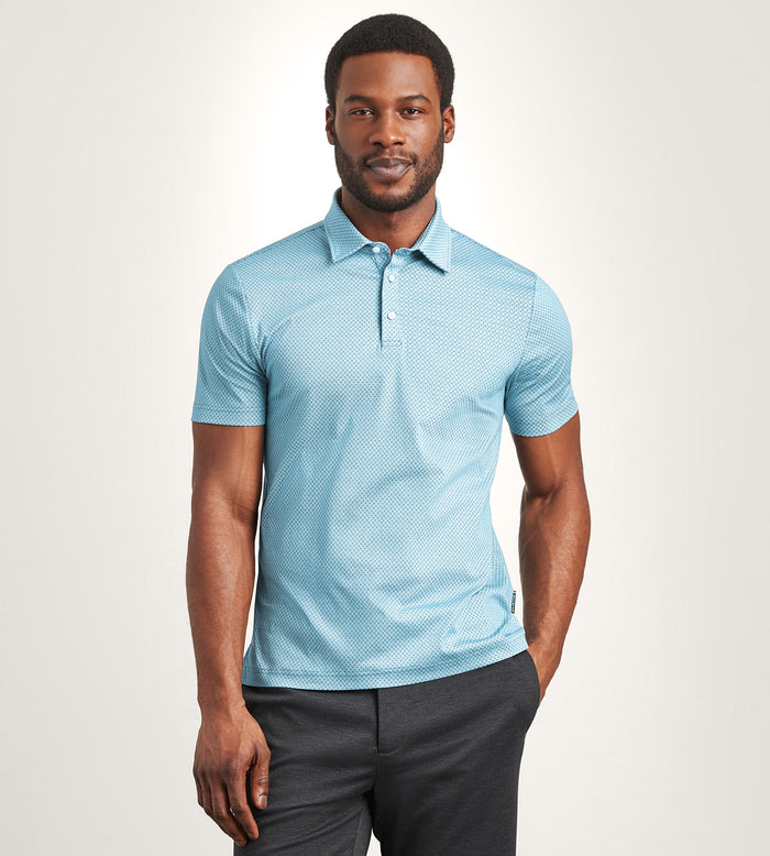 tip top Modern Fit Short Sleeve Geo Pattern Structured Collar Polo