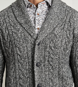 Modern Fit Shawl Collar Cable Knit Cardigan Sweater – Tip Top
