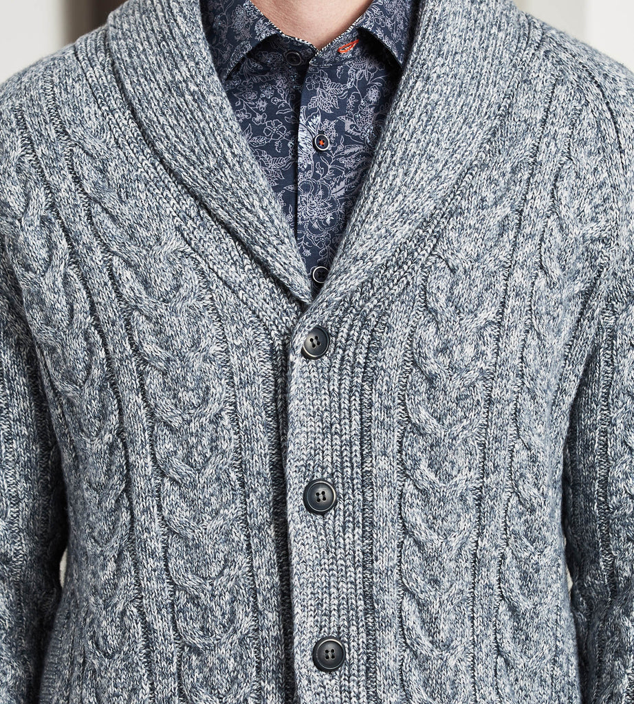 Modern Fit Shawl Collar Cable Knit Cardigan Sweater – Tip Top