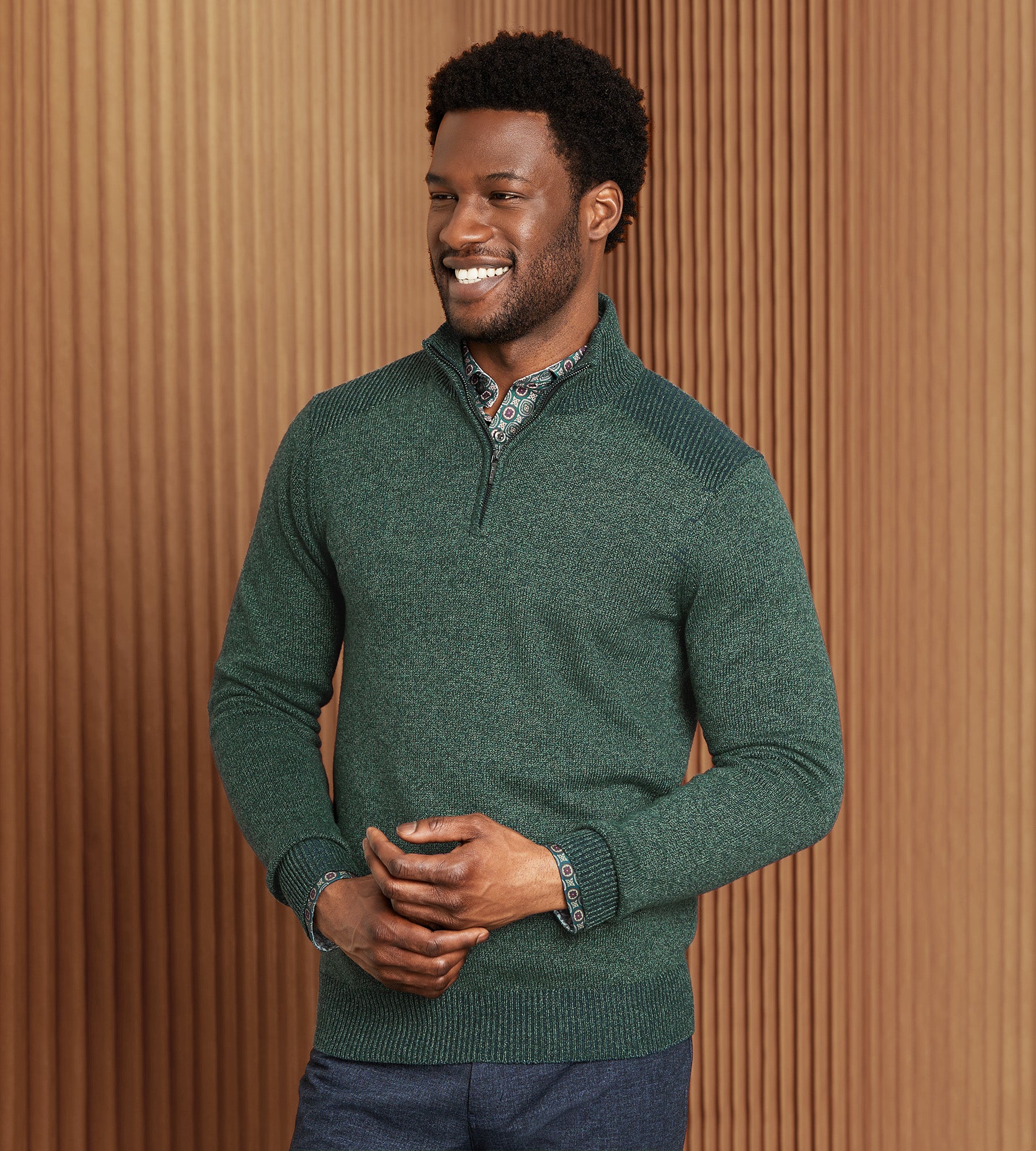 Hechter Paris Modern Fit Long Sleeve Quarter Zip Sweater