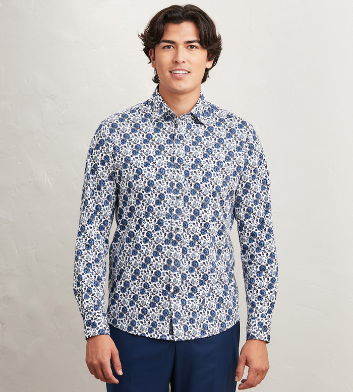 tip top Modern Fit Long Sleeve Floral Pattern 360 Stretch Casual Shirt