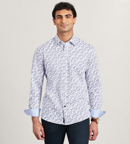 Hecther Paris Long Sleeve 360 Stretch Floral Print Casual
