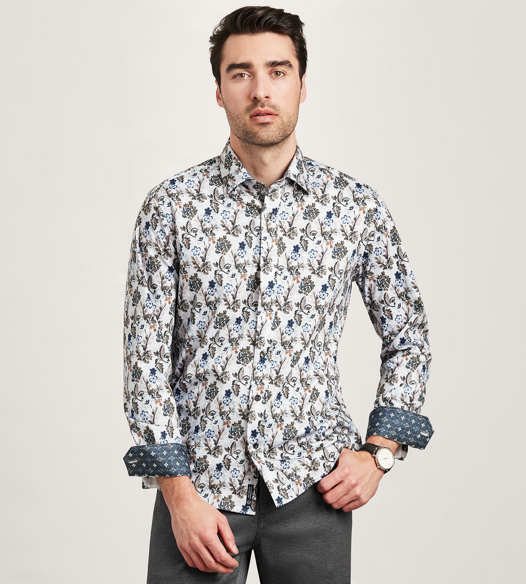 Long Sleeve 360 Stretch Floral Print Sport Shirt