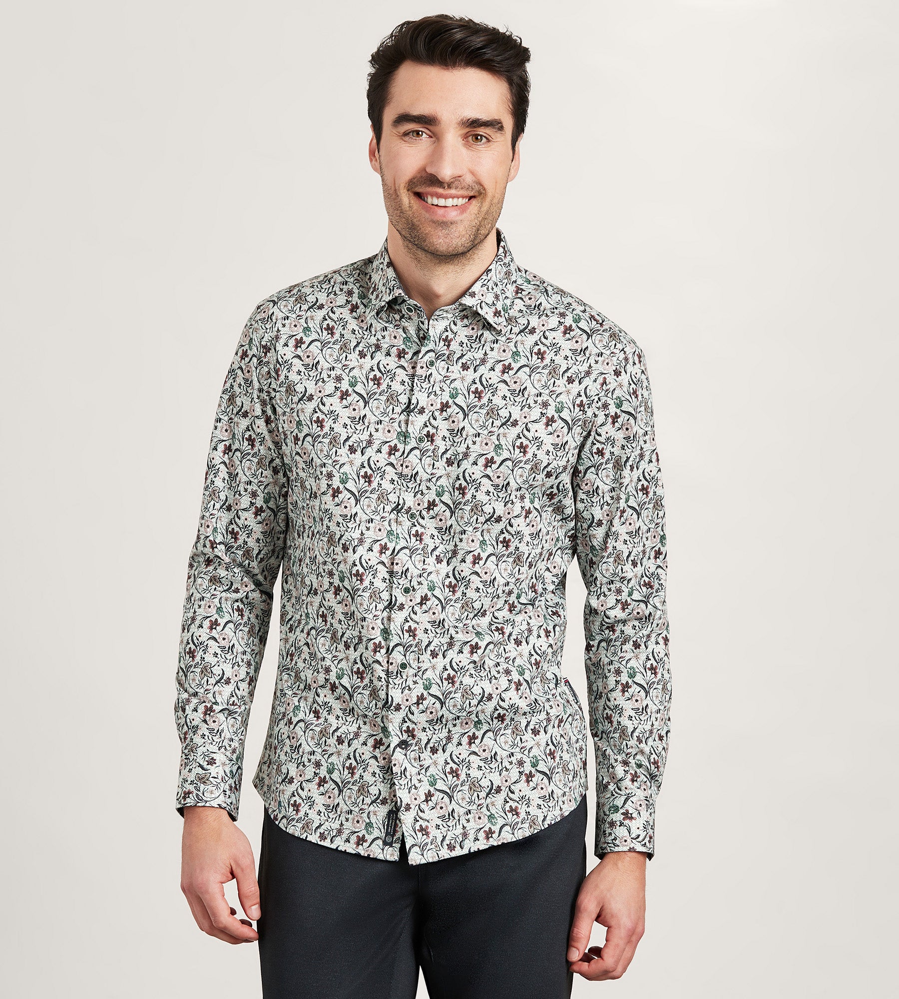 Long Sleeve 360 Stretch Floral Print Sport Shirt