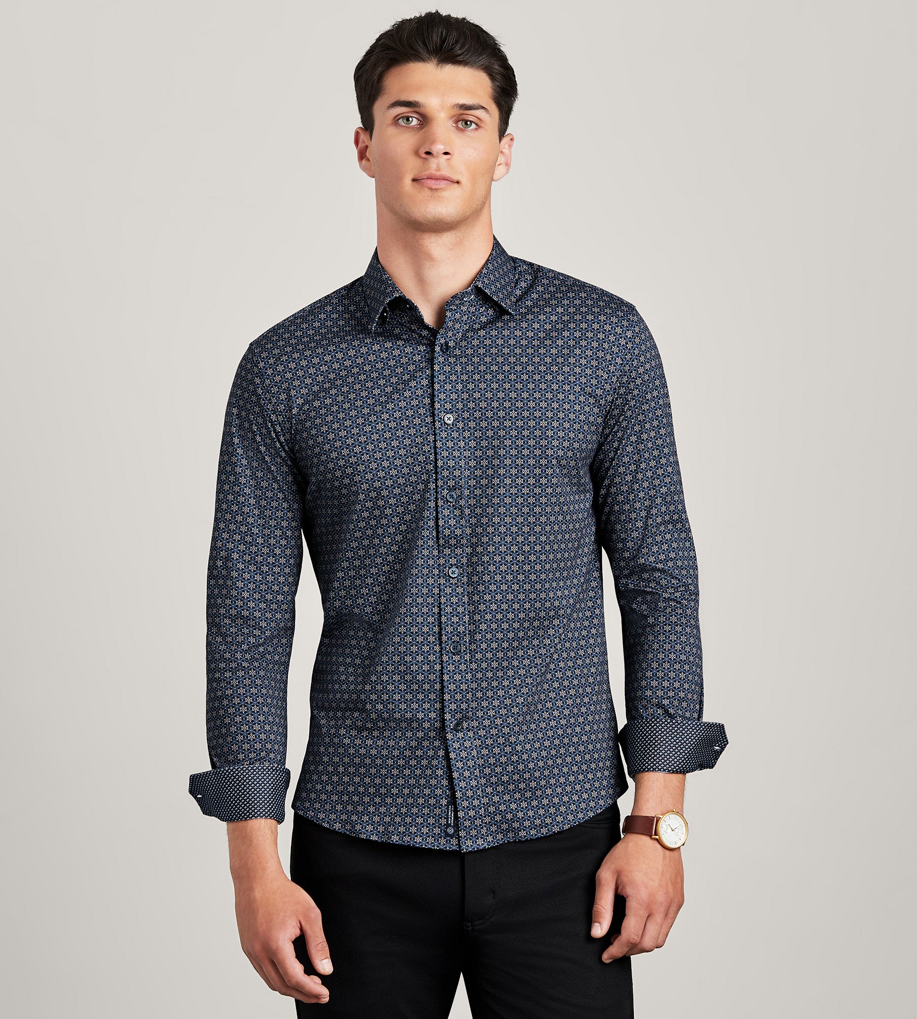 Long Sleeve 360 Stretch Printed Casual Shirt
