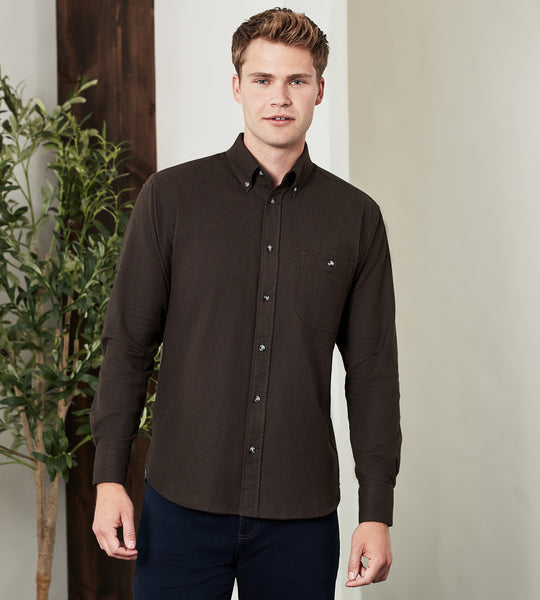 Modern Fit Long Sleeve Soft Touch Solid Flannel Sport Shirt – Tip Top