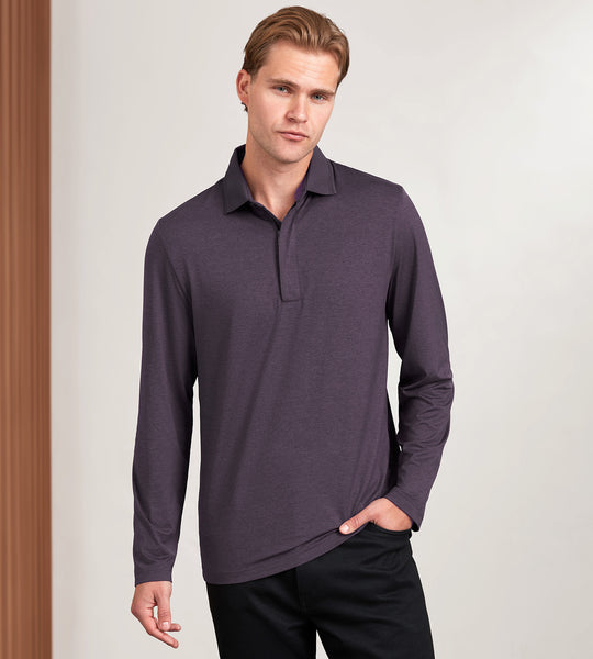 Purple long sleeve polo shirts clearance